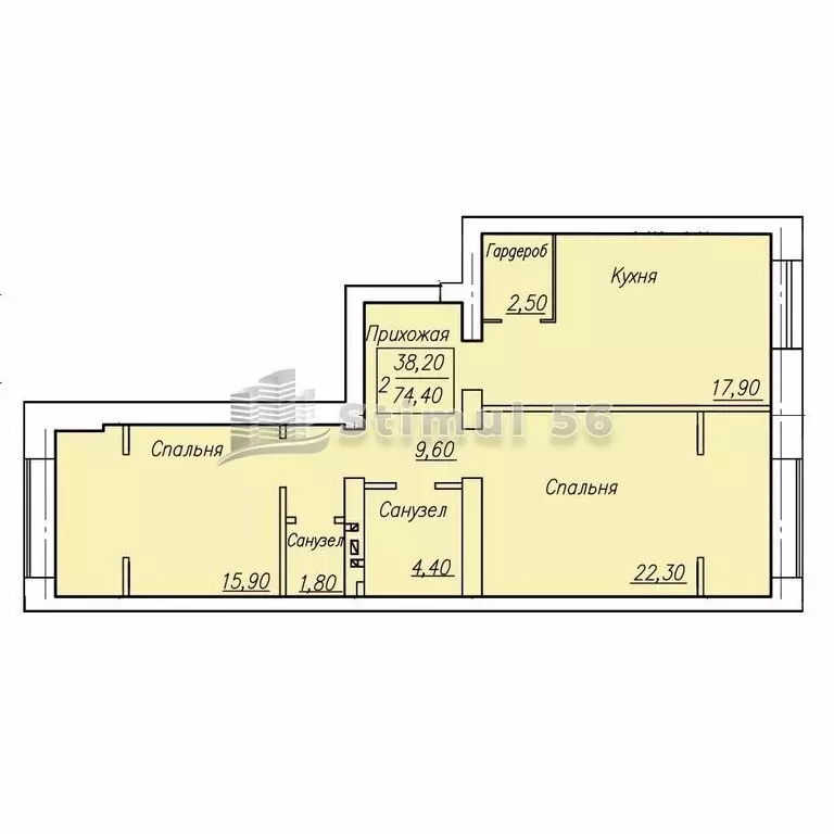2-комнатная квартира: посёлок Пригородный, Р-336, Оренбург – Орск, ... - Фото 1