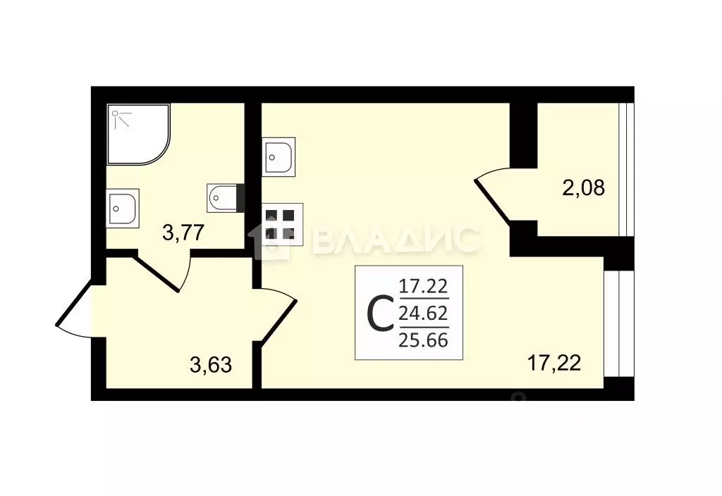 Студия Санкт-Петербург Кубинская ул., 82к3с1 (25.7 м) - Фото 0