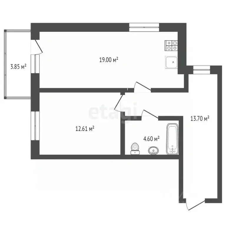 1-к кв. Ханты-Мансийский АО, Сургут Игоря Киртбая ул., 29/2 (54.1 м) - Фото 1