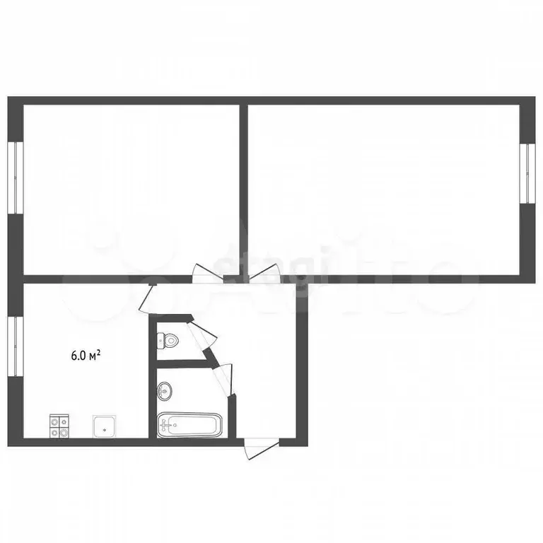 2-к. квартира, 43 м, 4/5 эт. - Фото 0