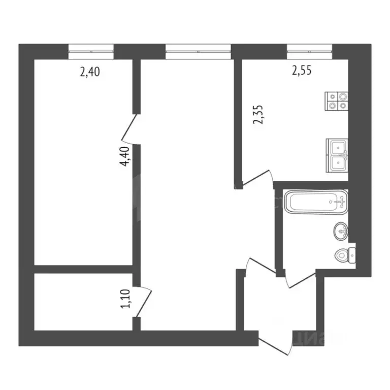 2-к кв. Тюменская область, Тюмень Профсоюзная ул., 88 (44.0 м) - Фото 1