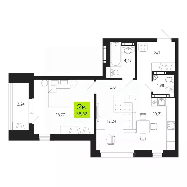 2-к кв. Томская область, Томск Уютный жилой квартал, ул. Маяковского, ... - Фото 1