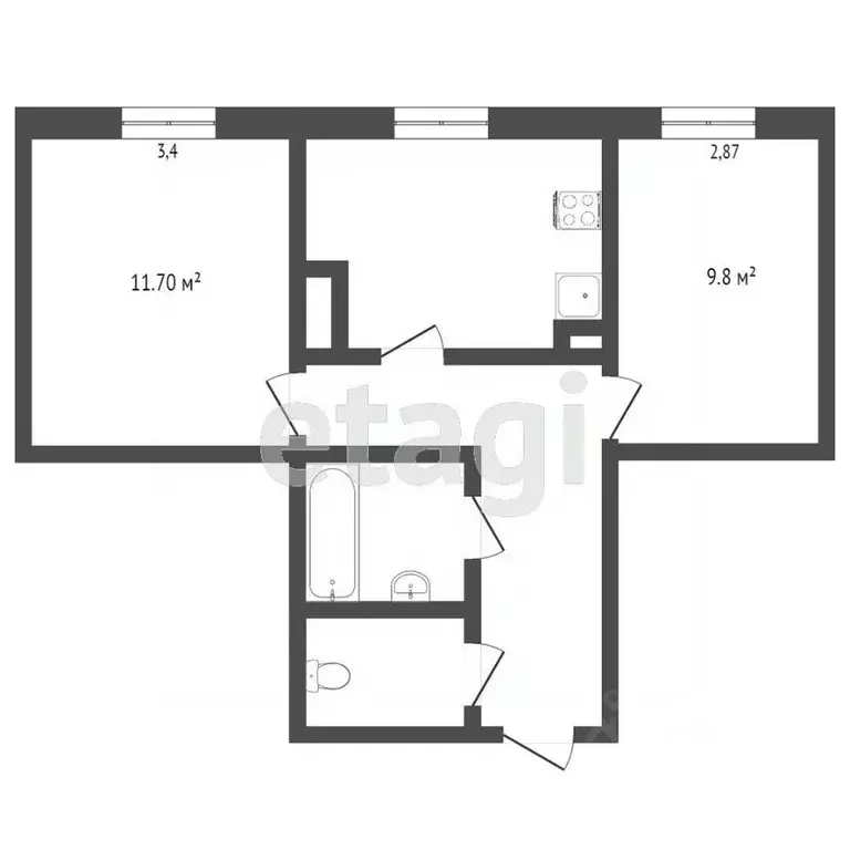 2-к кв. Ханты-Мансийский АО, Когалым ул. Мира, 22В (54.9 м) - Фото 0