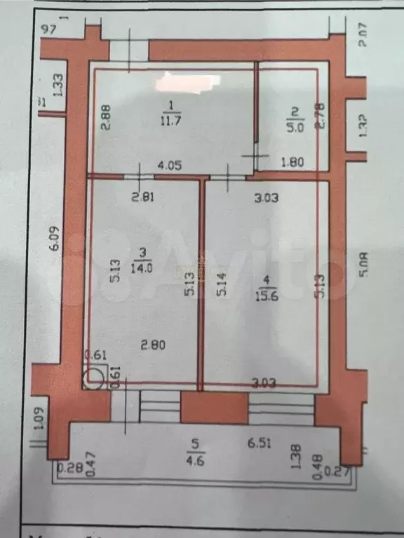 1-к. квартира, 52 м, 4/7 эт. - Фото 0