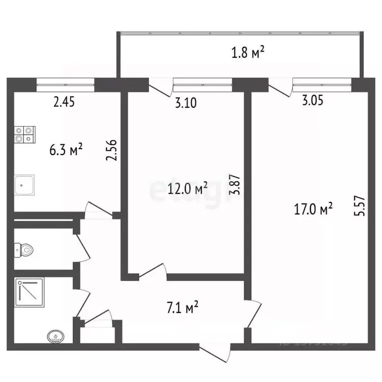 2-к кв. Псковская область, Псковский район, Логозовская волость, д. ... - Фото 2