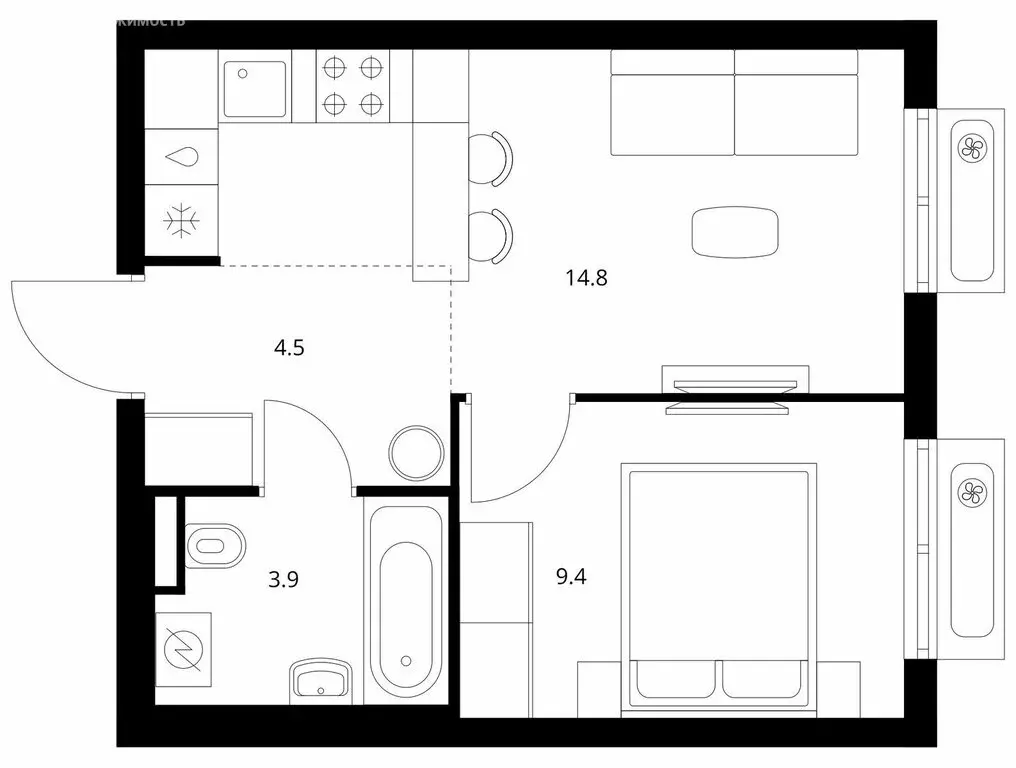 1-комнатная квартира: посёлок городского типа Боброво, ЖК Восточное ... - Фото 1