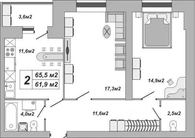 2-к кв. Тамбовская область, Тамбов ул. Чичерина, 7/3 (65.5 м) - Фото 0