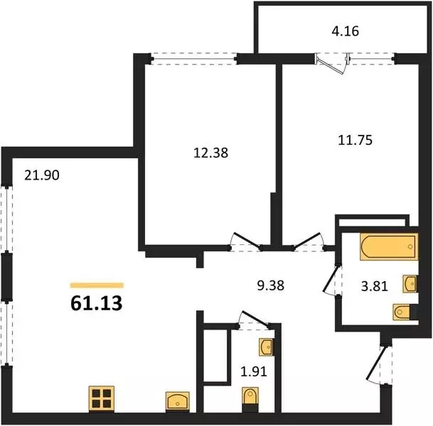 2-комнатная квартира: Новосибирск, улица Королёва, 17А (61 м) - Фото 0