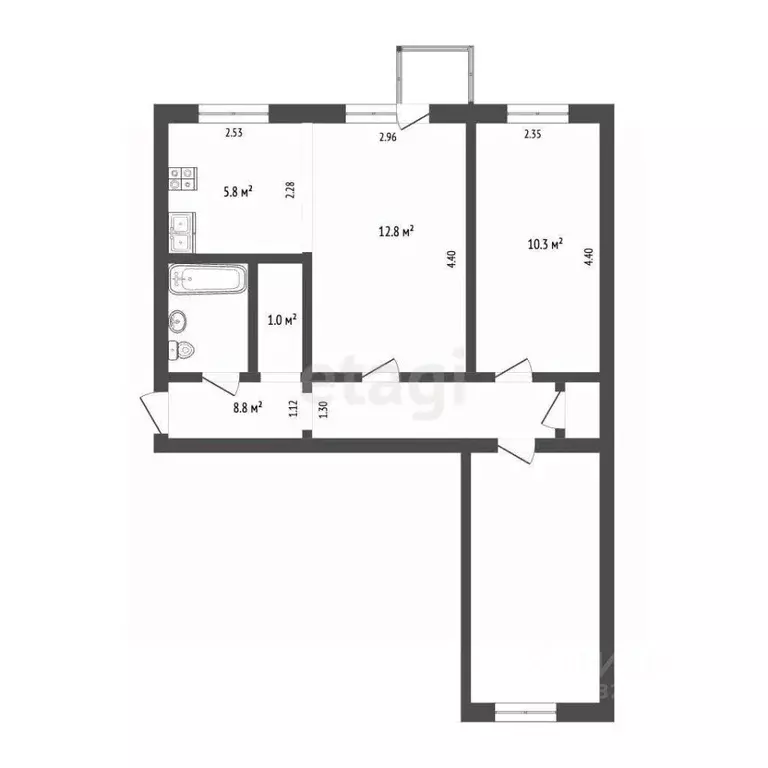 3-к кв. Вологодская область, Вологда Козленская ул., 91 (54.7 м) - Фото 2