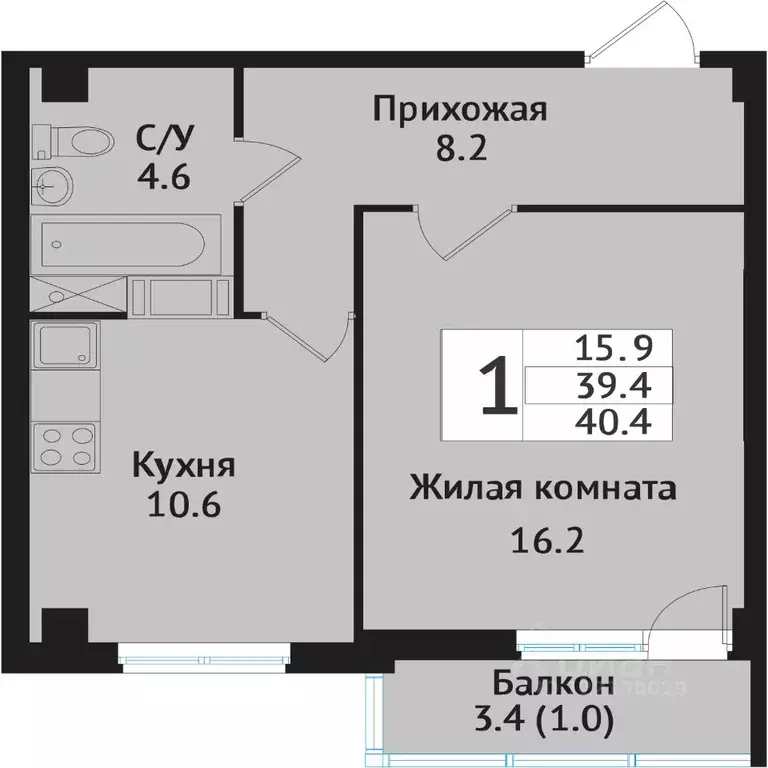 1-к кв. Ленинградская область, Всеволожск ул. Севастопольская, 2к1 ... - Фото 0