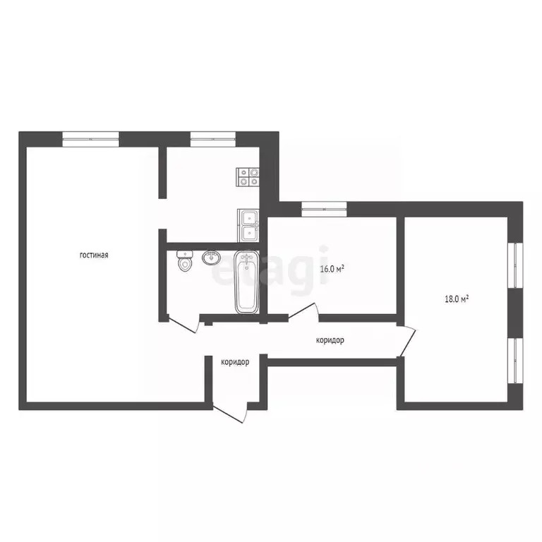 3-к кв. Крым, Евпатория ул. Симферопольская, 68 (51.2 м) - Фото 2
