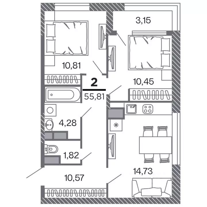 2-к кв. Рязанская область, Рязань Петра и Февронии жилой комплекс ... - Фото 1