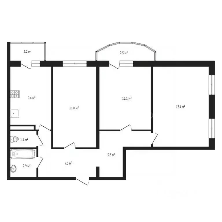 3-к кв. Тюменская область, Тюмень Антипино мкр, ул. Беловежская, 3к1 ... - Фото 2