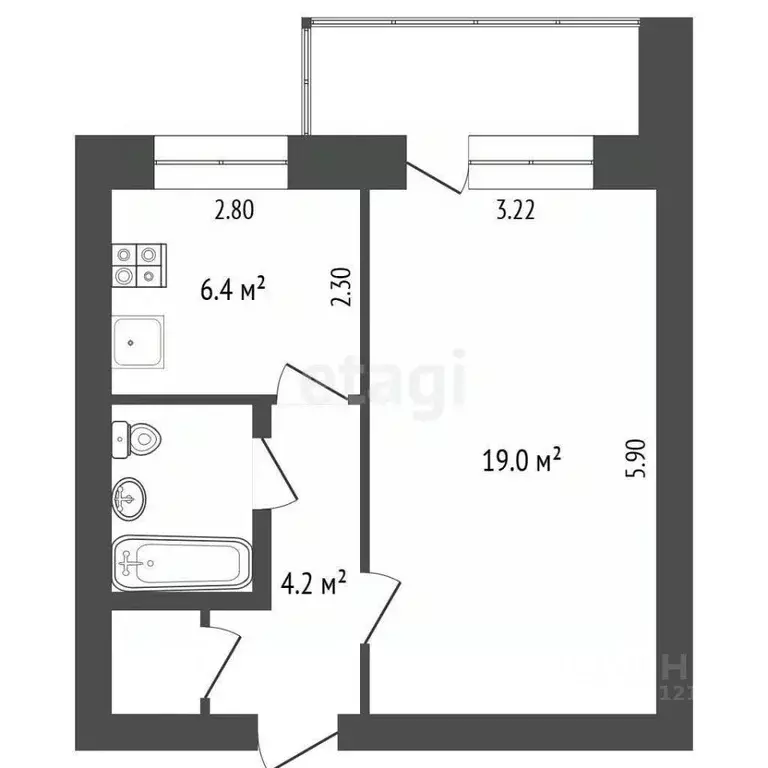 1-к кв. Пермский край, Пермь Екатерининская ул., 120 (36.1 м) - Фото 1