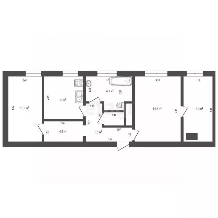 3-к кв. Калининградская область, Зеленоградск Московская ул., 14 (57.8 ... - Фото 2