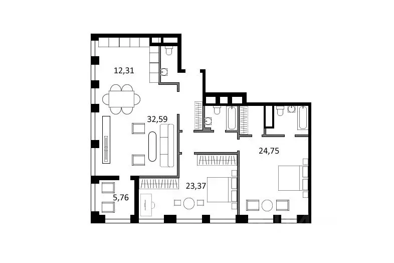 3-к кв. Москва ул. Усачева, 15 (125.0 м) - Фото 1