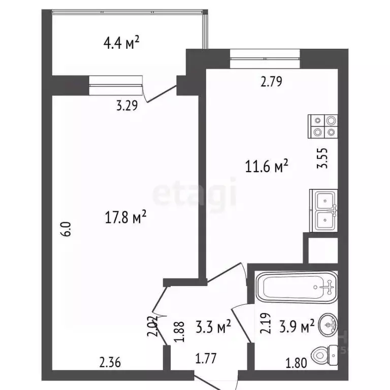 1-к кв. Саха (Якутия), Якутск Кулачикова-Элляя ул., 5 (36.6 м) - Фото 1