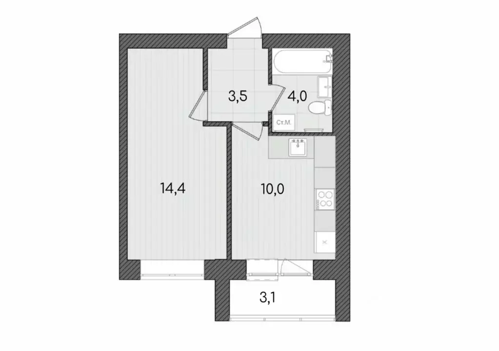 1-к кв. Кировская область, Киров ул. Капитана Дорофеева, 22 (35.0 м) - Фото 1