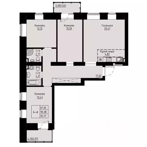 4-к кв. Красноярский край, Красноярск ул. Елены Стасовой, 82 (90.1 м) - Фото 1