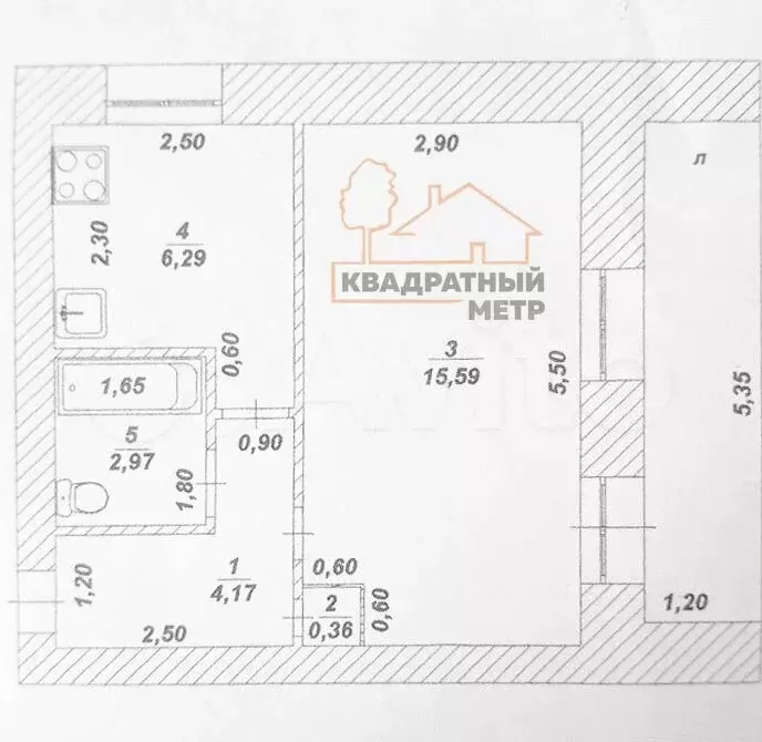 1-к. квартира, 32 м, 5/9 эт. - Фото 0