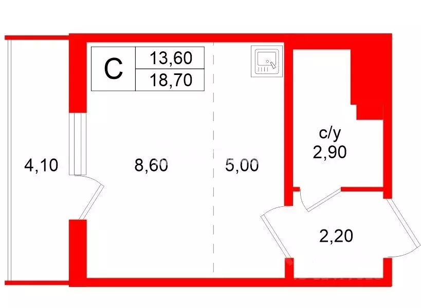 Студия Санкт-Петербург дор. Муринская, 8к1 (18.0 м) - Фото 1