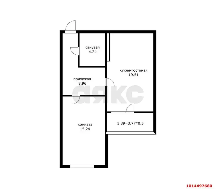 1-комнатная квартира: Краснодар, улица им. Героя Яцкова И.В., 15к1 (52 ... - Фото 1