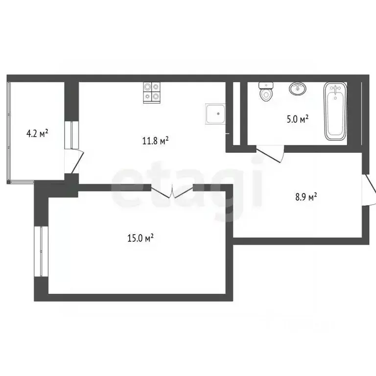 1-к кв. Тюменская область, Тюмень Велижанская ул., 70к1 (42.2 м) - Фото 2