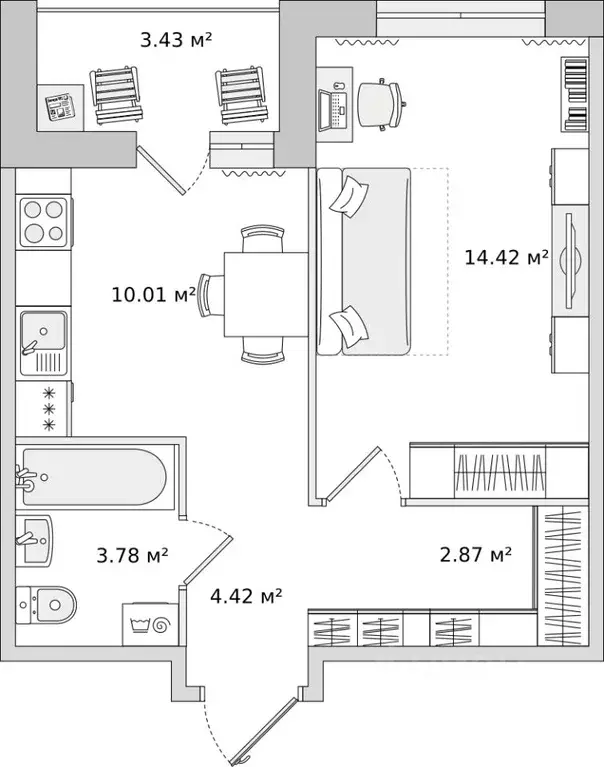 1-к кв. Санкт-Петербург ул. Плесецкая, 24 (38.93 м) - Фото 0