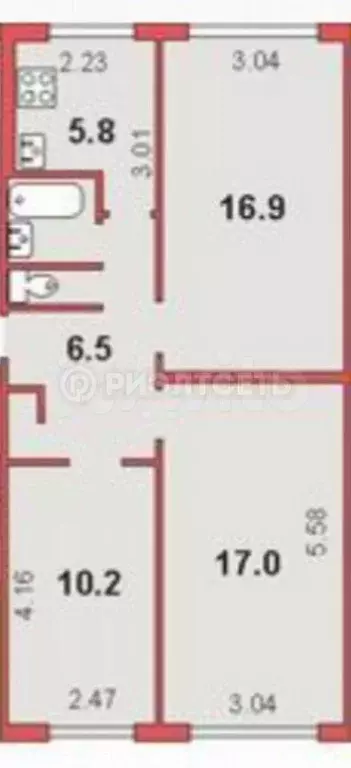 3-к. квартира, 61 м, 4/5 эт. - Фото 0