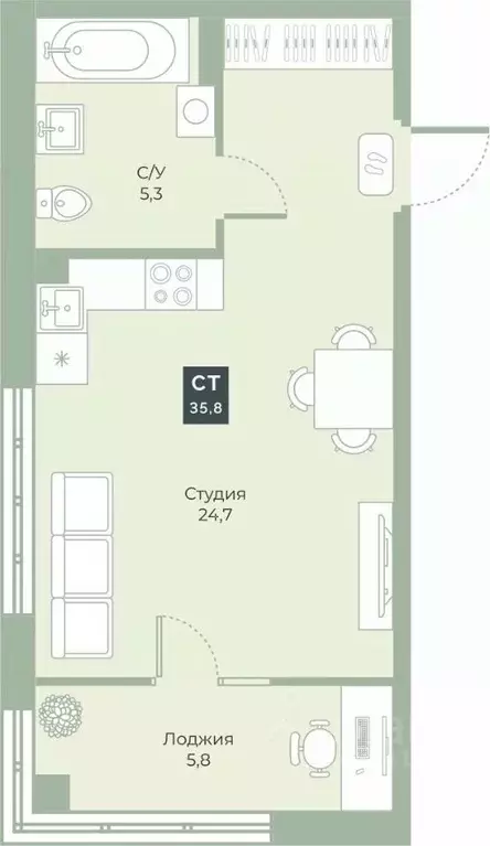 Студия Курганская область, Курган Заозерный жилрайон, 6А мкр, ул. ... - Фото 1