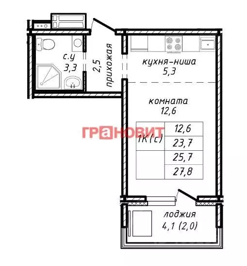 1-к кв. Новосибирская область, Новосибирск ул. Связистов, 162/3 (25.7 ... - Фото 1