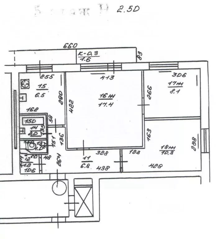 3-к кв. Калининградская область, Калининград ул. Сергеева, 49А (55.0 ... - Фото 2