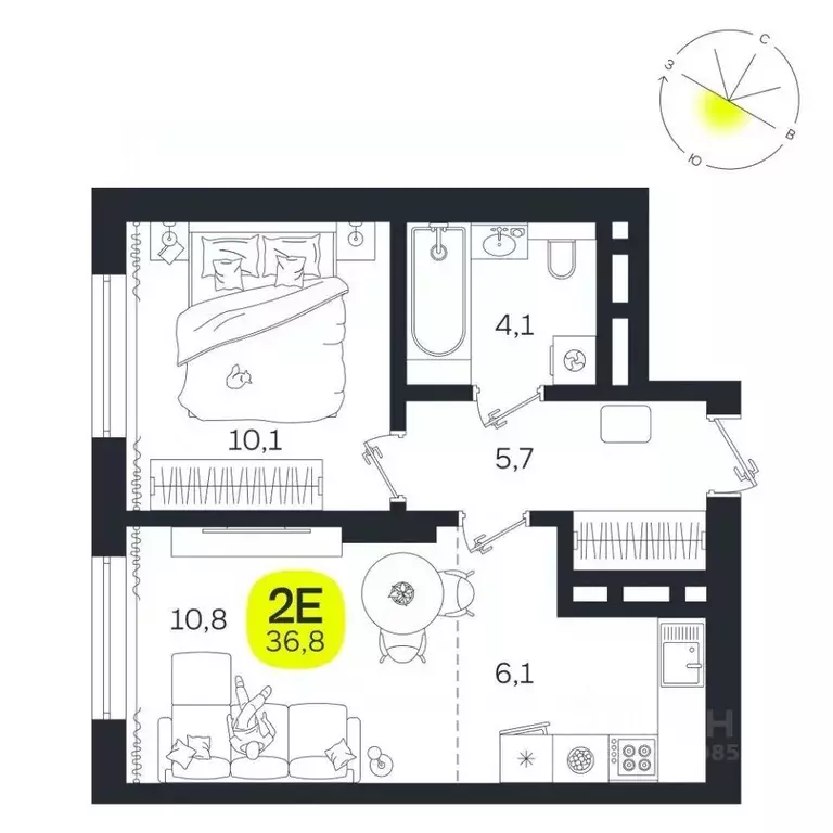 2-к кв. Свердловская область, Екатеринбург Южная Ботаника жилрайон, ... - Фото 1