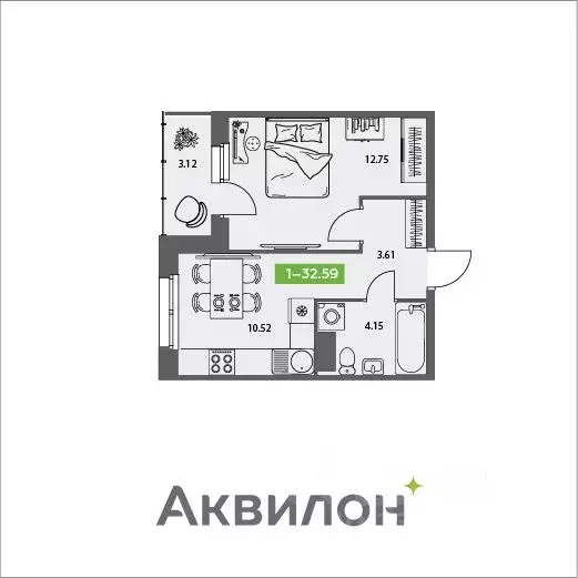 1-к кв. Архангельская область, Северодвинск Аквилон Север жилой ... - Фото 0