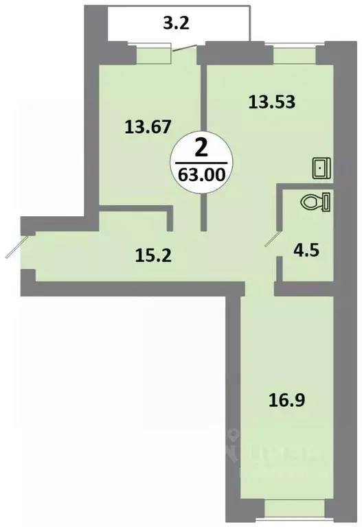 3-к кв. Красноярский край, Красноярск Соколовская ул., 52 (63.2 м) - Фото 1