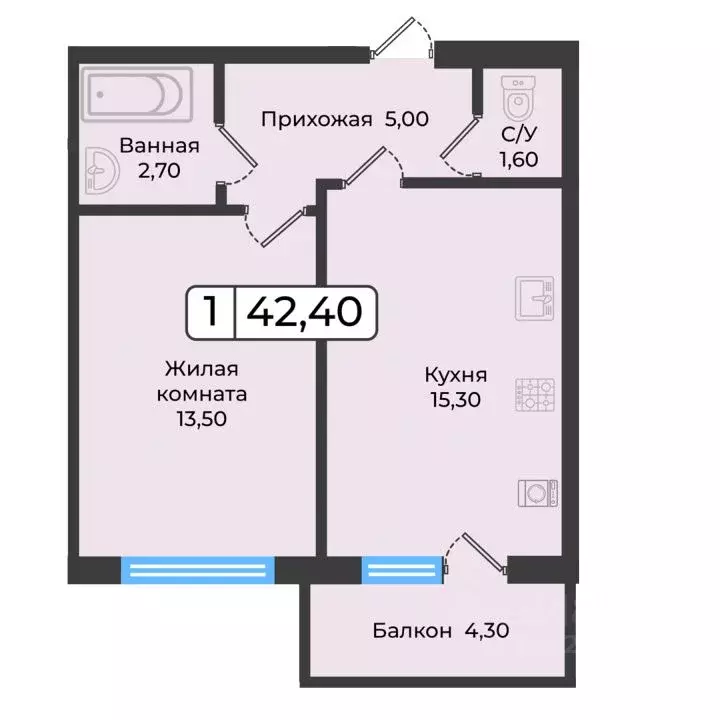 1-к кв. Ставропольский край, Ставрополь ул. Рогожникова, 21 (42.4 м) - Фото 1