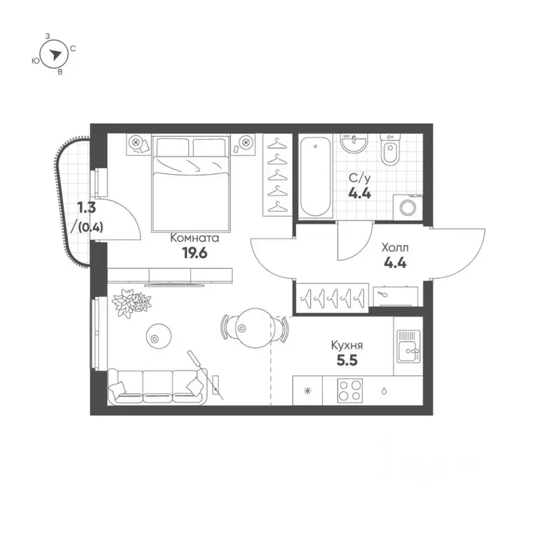 Студия Свердловская область, Екатеринбург Солнечный жилрайон,  (34.3 ... - Фото 1