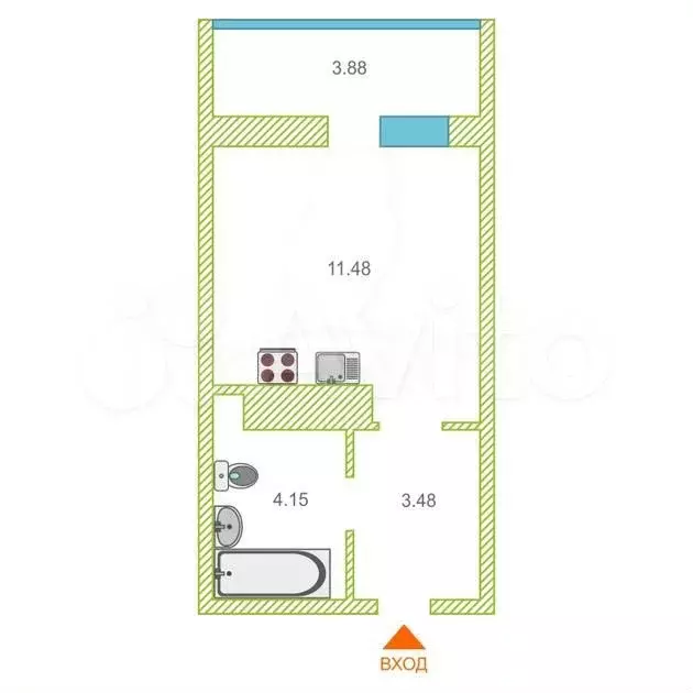 Квартира-студия, 19 м, 4/17 эт. - Фото 0