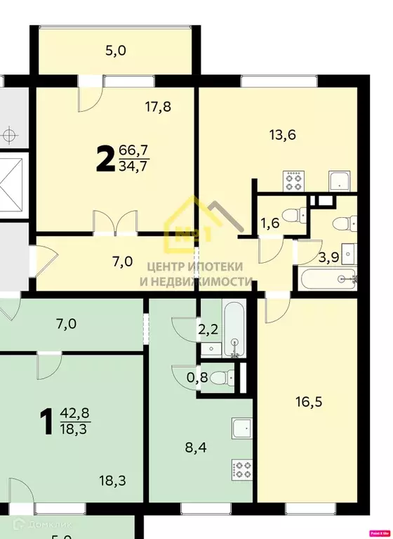 Продаётся 2-к квартира, 64 м - Фото 1