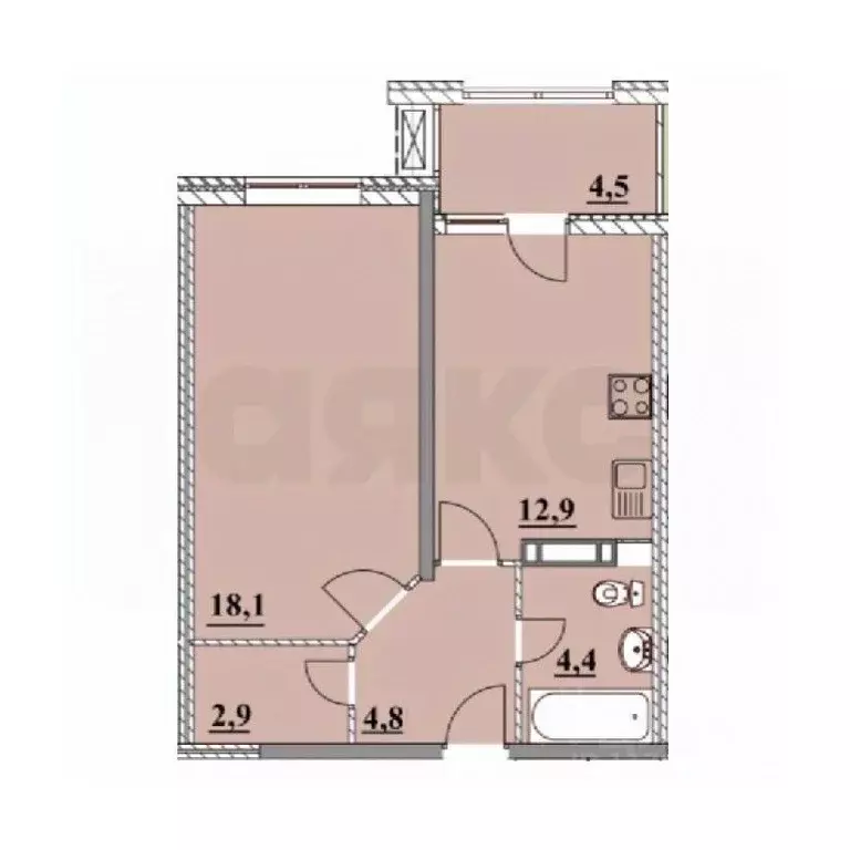 1-к кв. Краснодарский край, Анапа Парковая ул., 61к4 (48.3 м) - Фото 1