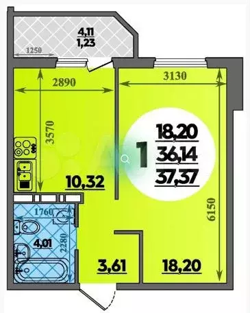 1-к. квартира, 41 м, 6/16 эт. - Фото 0