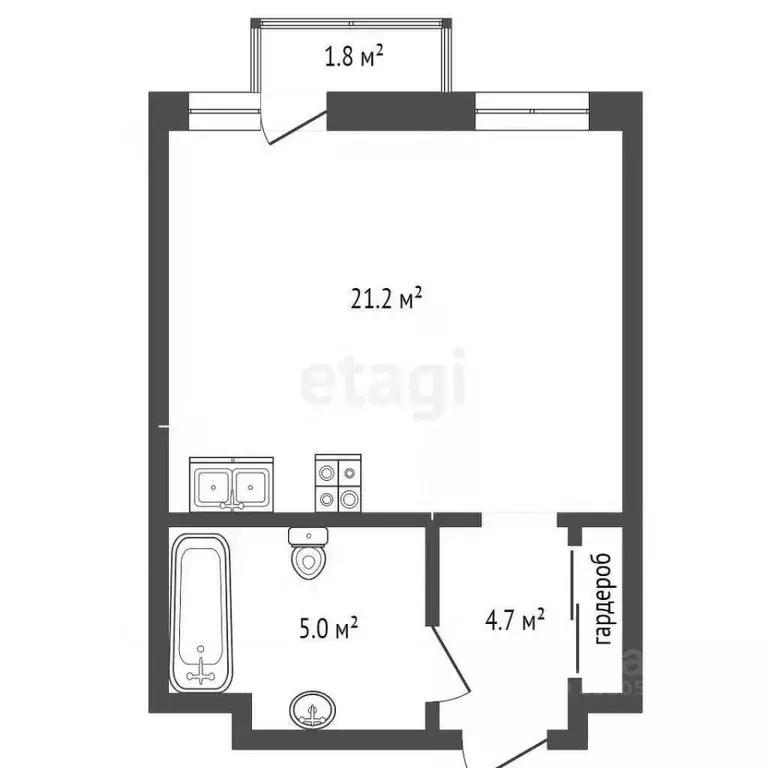 Студия Ростовская область, Ростов-на-Дону ул. Нансена, 109/2 (30.2 м) - Фото 1