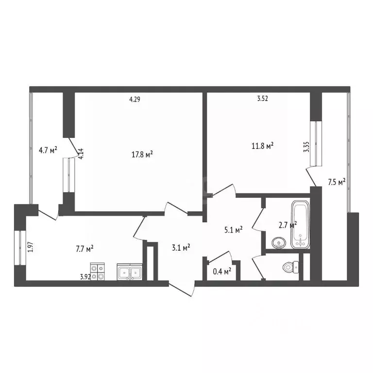2-к кв. Севастополь ул. Генерала Мельника, 9 (61.3 м) - Фото 2