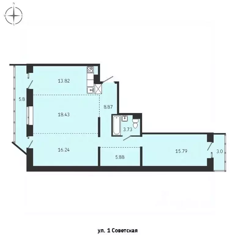 3-к кв. Иркутская область, Иркутск Советская ул., 115/1 (91.56 м) - Фото 0