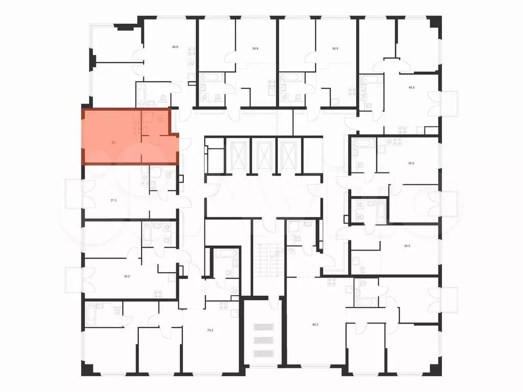 Квартира-студия, 25 м, 3/12 эт. - Фото 1