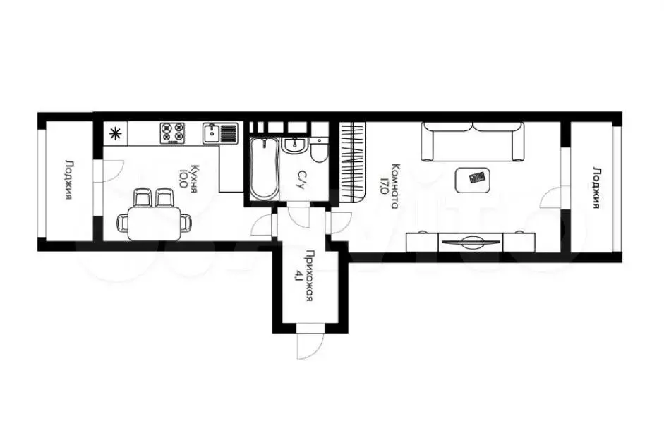 1-к. квартира, 41 м, 3/5 эт. - Фото 0