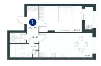 2-к кв. Воронежская область, Воронеж ул. Ворошилова, 19 (56.8 м) - Фото 1
