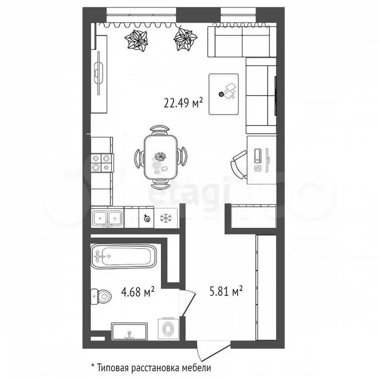 Квартира-студия, 33 м, 17/24 эт. - Фото 1