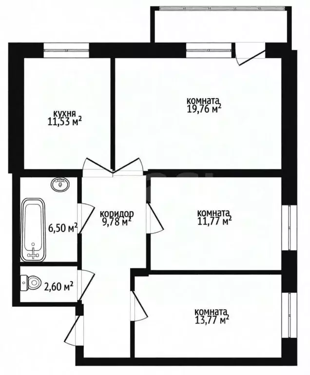 3-к кв. Ярославская область, Ярославль ул. Александра Додонова, 2к7 ... - Фото 1