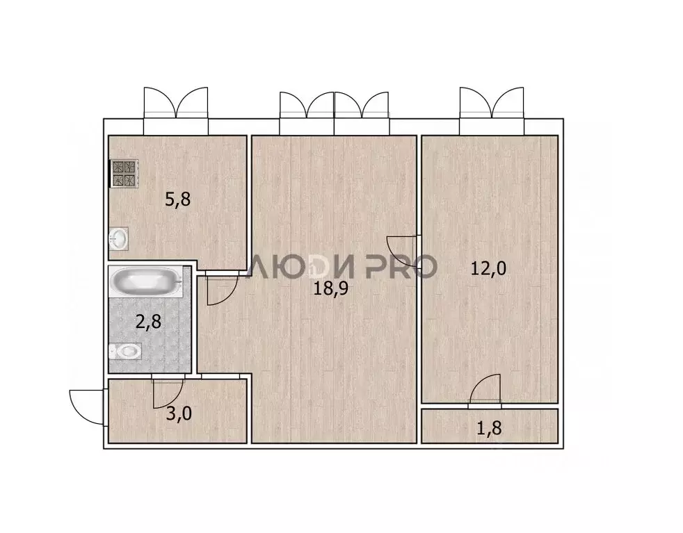 2-к кв. Башкортостан, Уфа ул. Богдана Хмельницкого, 126 (44.3 м) - Фото 2